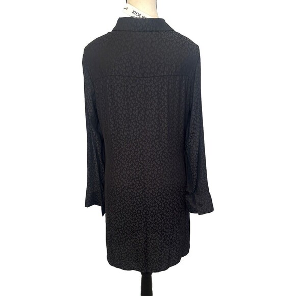 Steve Madden CURIOUS SILKY BLACK Animal Print Tie Front Shirt Dress Sz M NEW - Picture 5 of 10